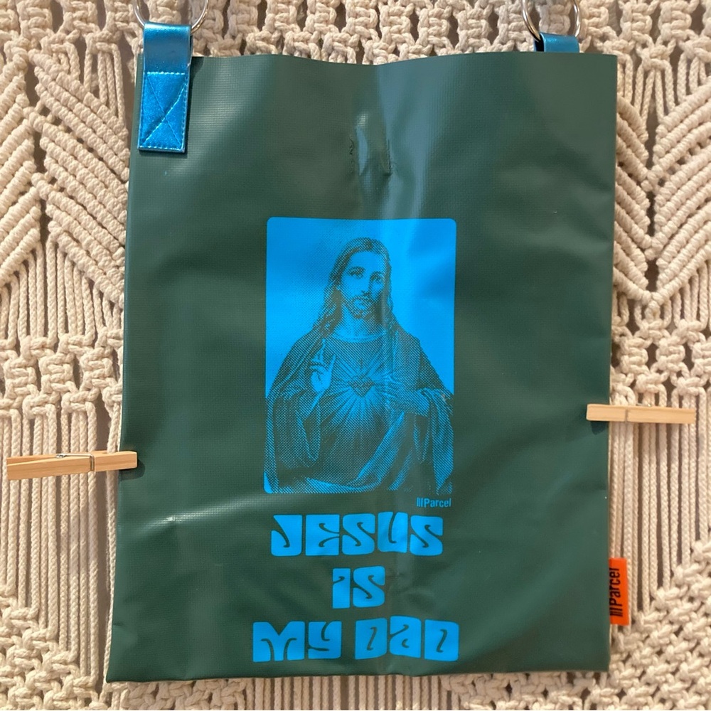 Vintage Parcel Jesus Is My Dad Vinyl Tote Y2K Deadstock